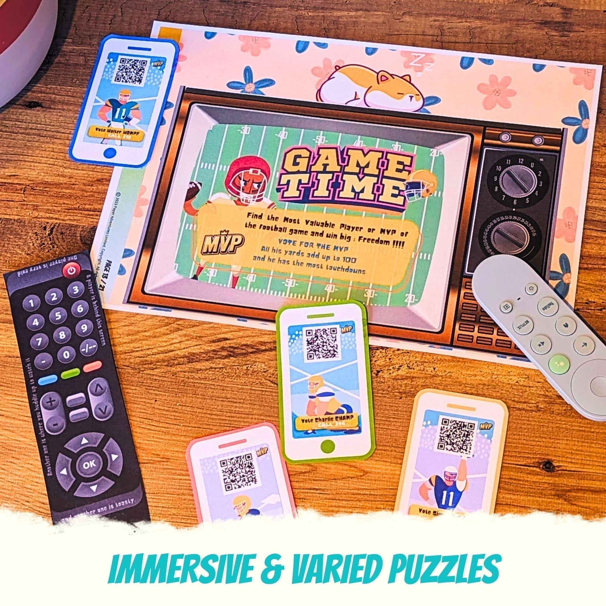 Escape Room for kids and escape game at home perfect for children birthday parties : Great Thanksgiving Escape, full of seasonal turkey and pumpkin fun puzzles - American football puzzle