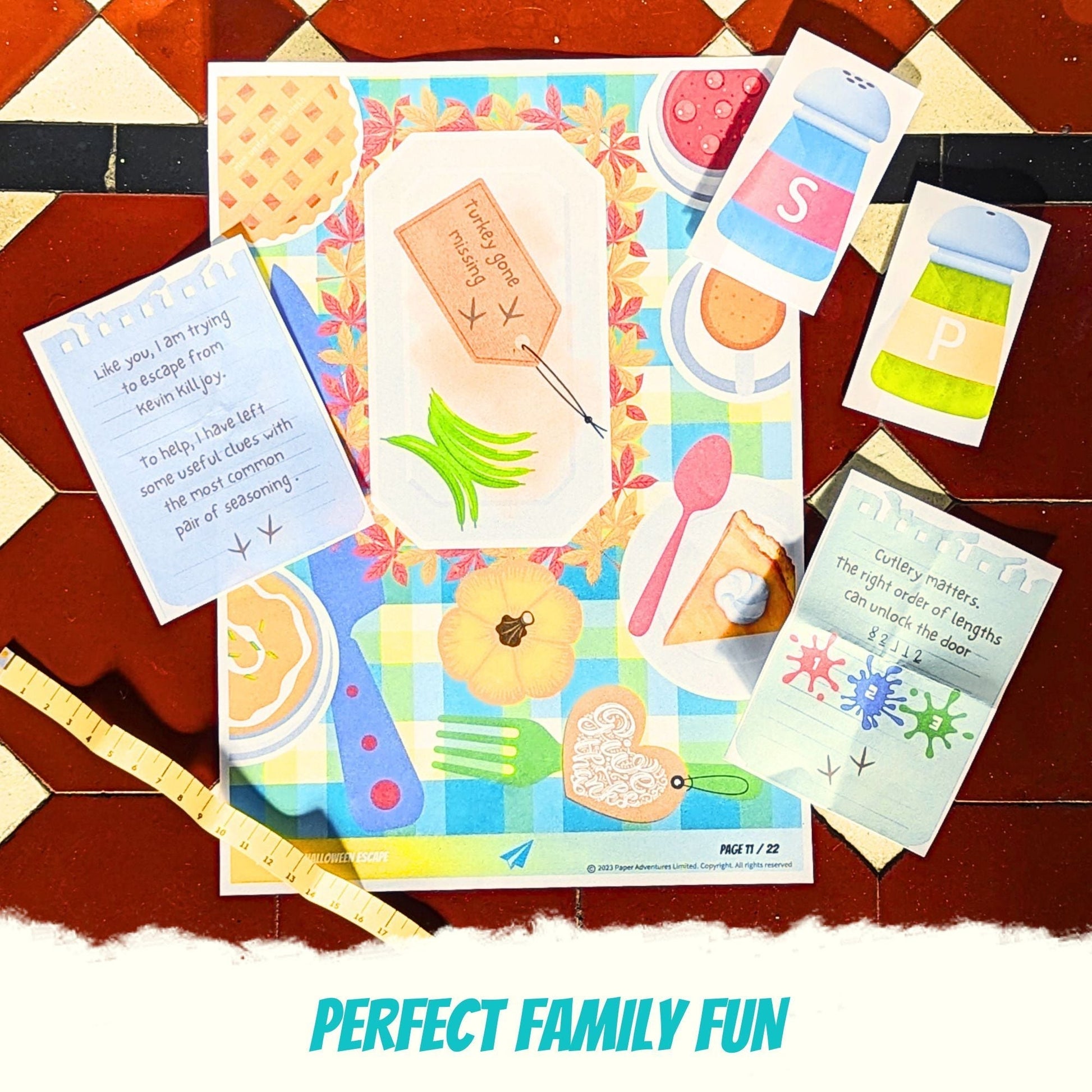 Escape Room for kids and escape game at home perfect for children birthday parties : Great Thanksgiving Escape, full of seasonal turkey and pumpkin fun puzzles - pumpkin pie puzzle