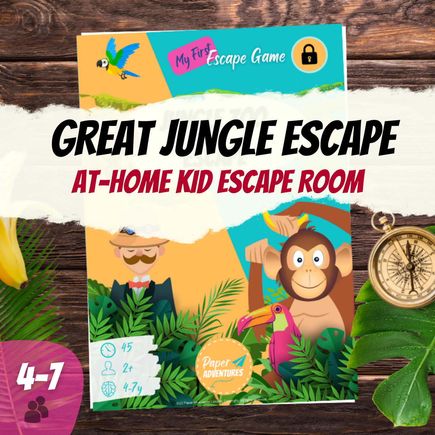 Escape Room for Kids at home : Great Jungle Escape children safari theme birthday game - cover