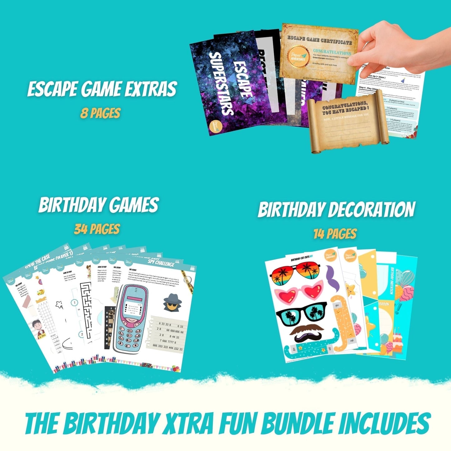 Escape Room for Kids at home : Birthday Xtra Fun - overall content