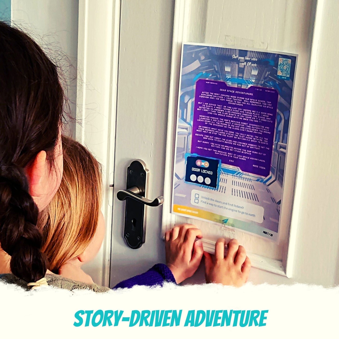 Escape Room for Kids at home with bundle that includes space, detective and pirate birthday adventures - kids playing
