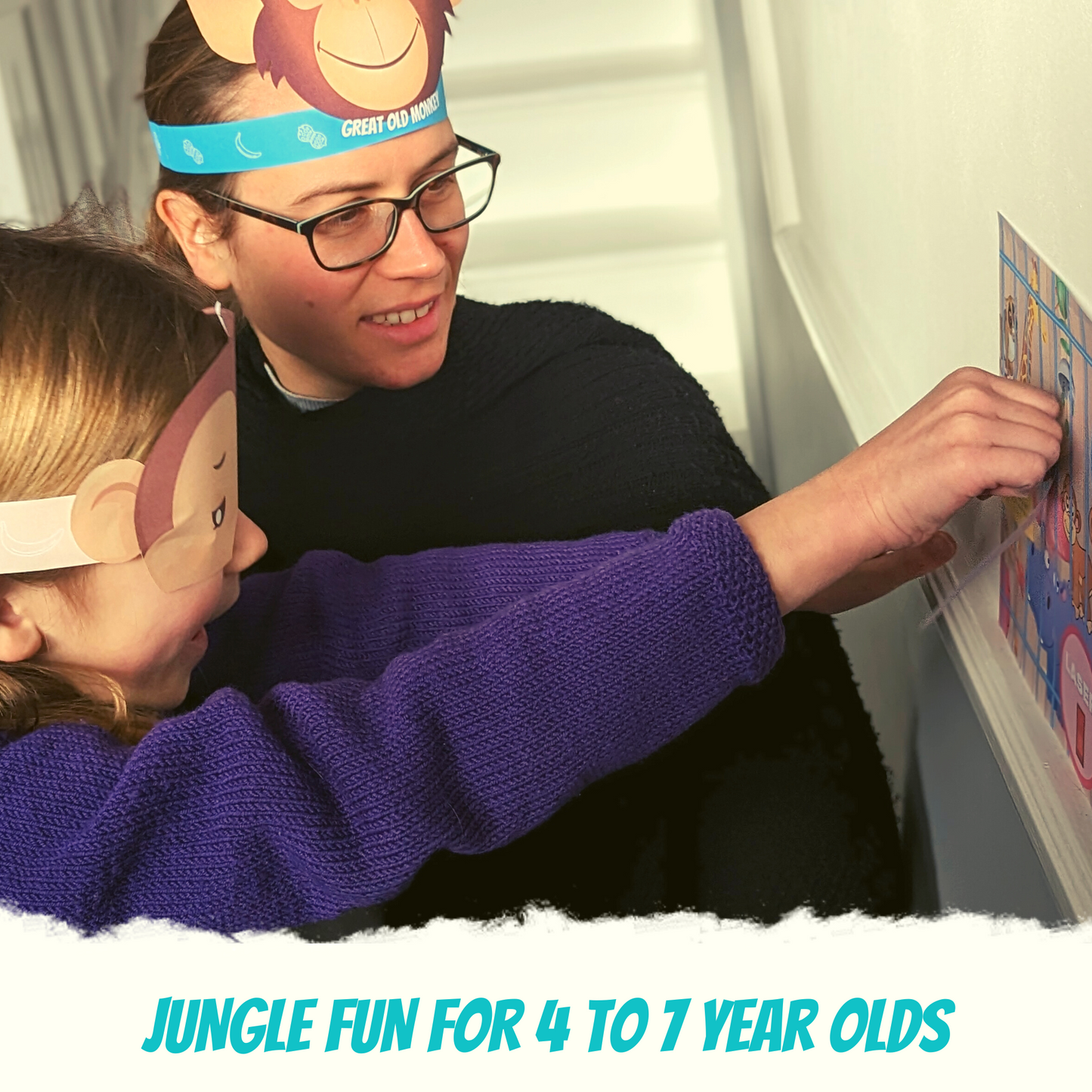 Escape Room for Kids at home : Great Jungle Escape children safari theme birthday game - mum and girl playing escape game