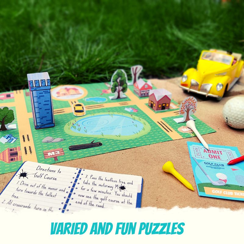 Escape Room for Kids at home : Case of Auntie's Manor is a detective mystery who-dunnit birthday activity - countryside map puzzle