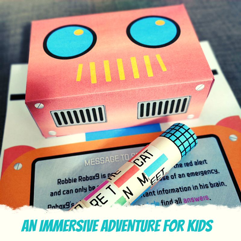 Escape Room for Kids at home with bundle that includes space, detective and pirate birthday adventures - robot puzzle
