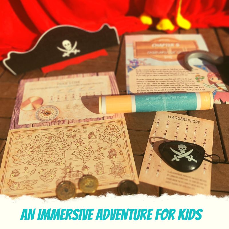 Escape Room for Kids at home with bundle that includes space, detective and pirate birthday adventures - pirate map code puzzle