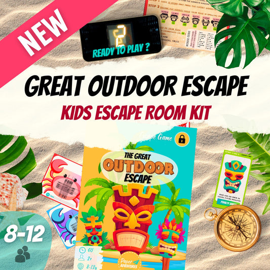 Escape Room for Kids at home : Great Outdoor Escape summer camp children party game - cover